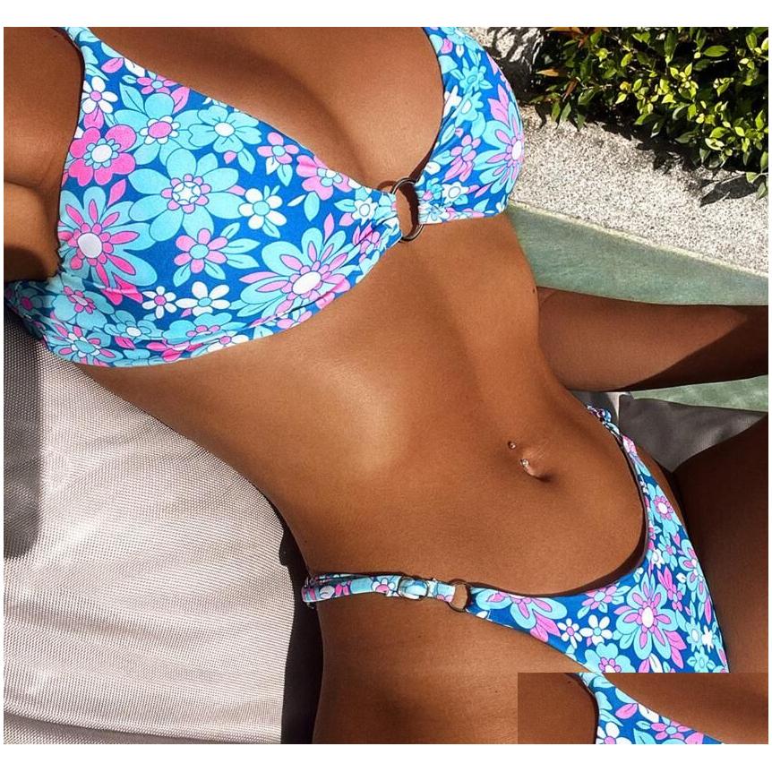 Swim Wear 2023 New Bikini Sets Women Y Leopard One Piece Steel Ring Womens Swimsuit V Neck Sportswear For Gym Swimwear Fashion Drop De Dhhqa