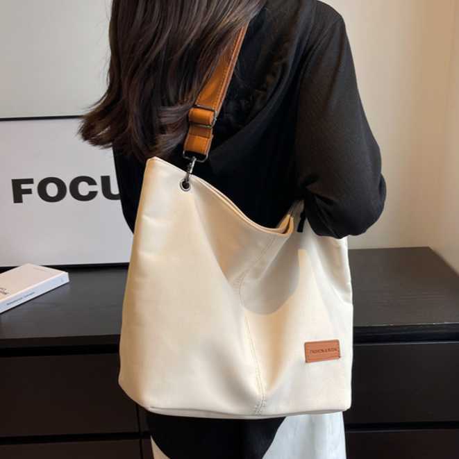 Japanese and Korean Minimalist Canvas Shoulder Bag Women with Large Capacity Diagonal Cross Tote Bag Can Be Printed 240315