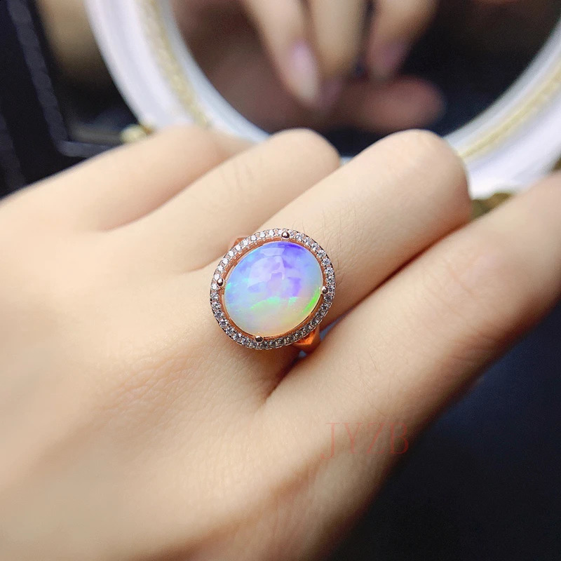 100 natural Opal Ring 3 CT Sterling Silver 925 Womens Sparkling gemstone Anniversary Party Classic Fine Jewelry gift 240315