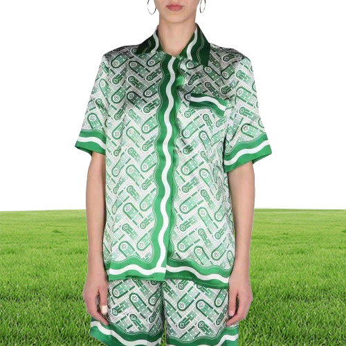 22SS Casabblannca Green Shade Pineapple Shirts Tee Shorts Suits Man Women Fashion Summer Beach Vacation Hawaii Tshirts Short Pant