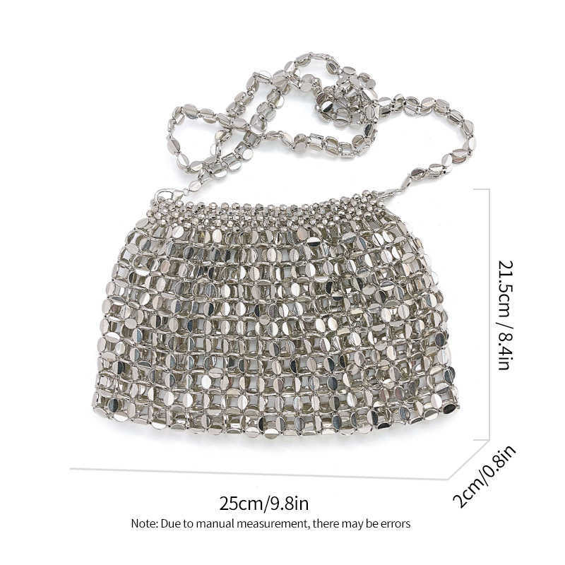 Shoulder Bags Fashionable and Personalized Metal Small Bag Hollowed Out Handbag Niche Design Handmade Women s Glittering Sequin Bag 240318