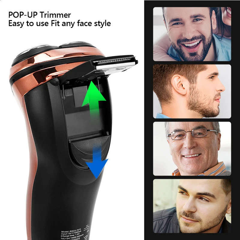 Powerful Cordless LCD Electric Shaver 3D Floating Wet Dry Beard Razor Rechargeable Shaving Machine For Men 240228