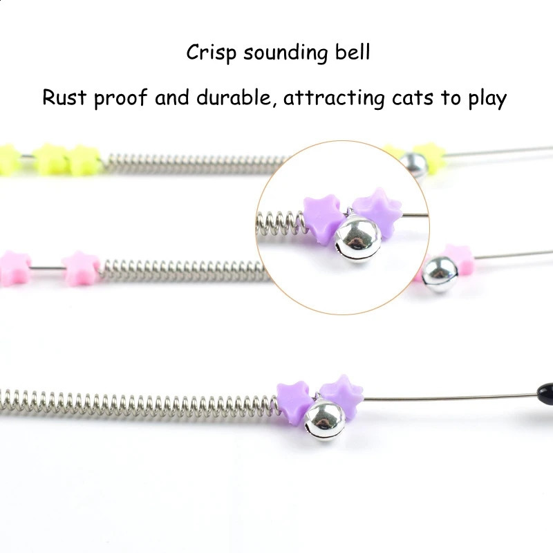 5-50pcs Funny Kitten Cat Teaser Interactive Toy Rod with Bell Feather Toys For Pet Cats Stick Wire Chaser Wand Toy Random Color 240315