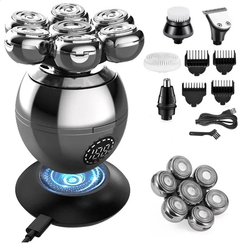 Pro Wet Dry Electric Shaver For Men Beard Hair Trimmer Face Electric Razor Rechargeable Bald Head Shaving Machine LCD Display 240313