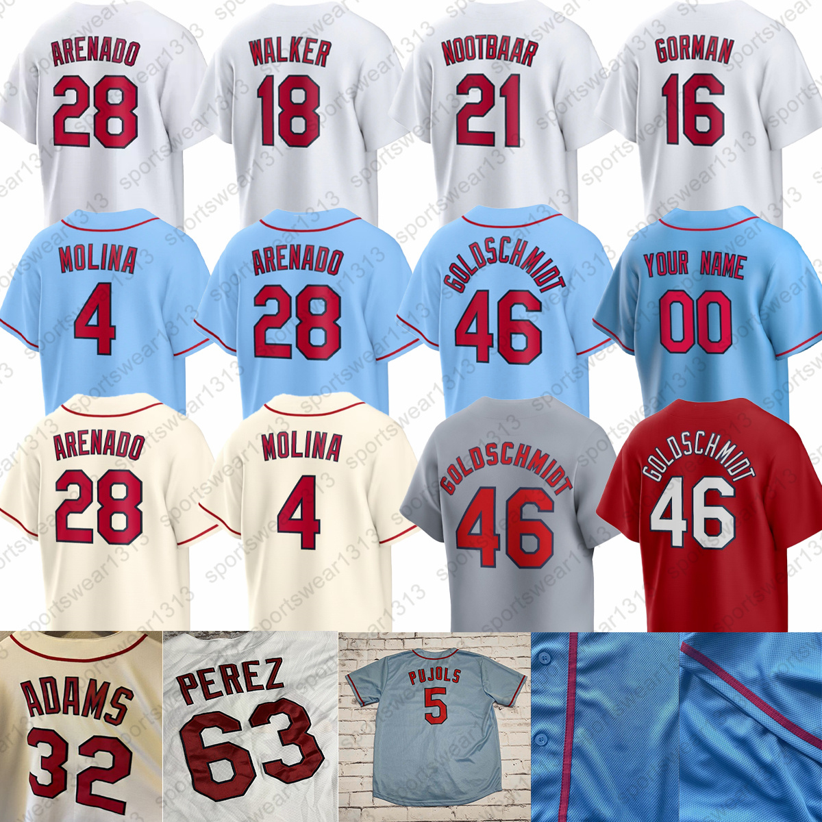 2024 Custom Baseball Jersey Cardinal Lars Nootbaar Nolan Arenado Stan Musial Adam Wainwright Paul Goldschmidt Albert Pujols Molina Smith Contreras DeJong mens