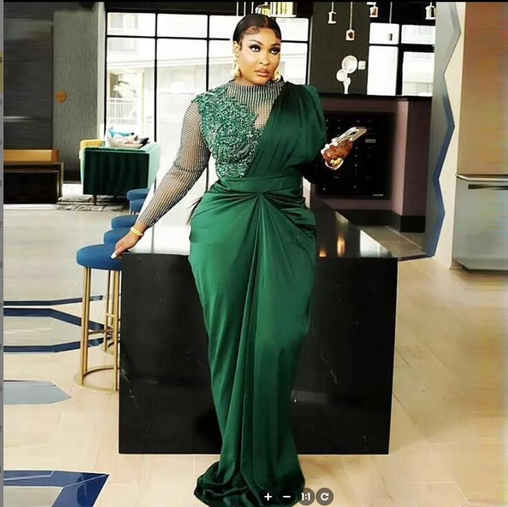 Ebi Aso Green Sheath Prom Dress Lace Beaded Evening Formal Party Second Reception Th Birthday Engagement Gowns Dresses Robe De Soiree Zj