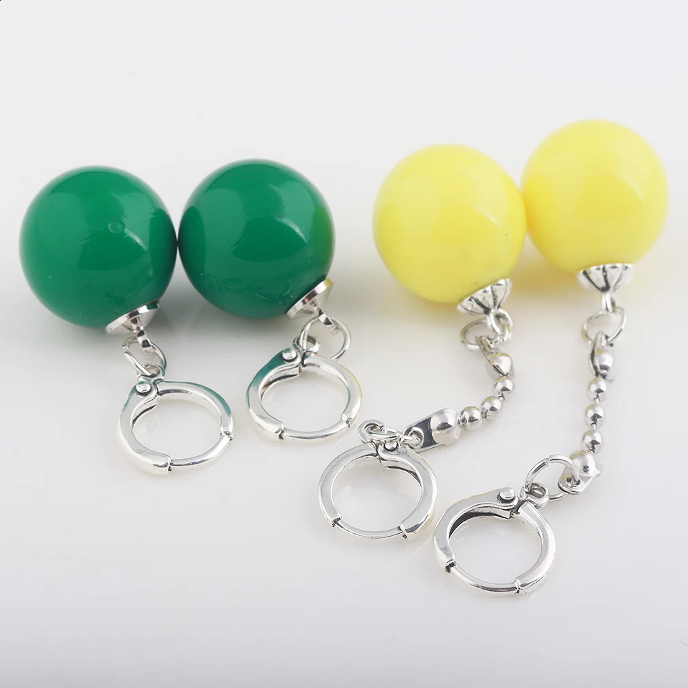 SG 20Pcs/Lot Z Potara Cosplay Charm Earrings Yellow And Green Round Women Girls Eardrop Earrings Jewelry 240311