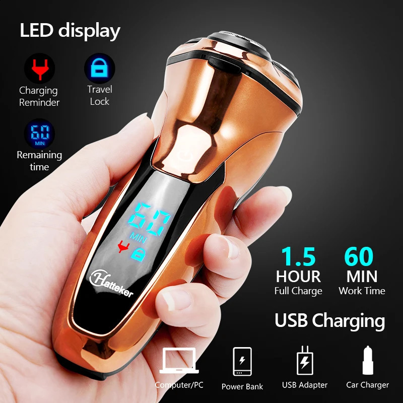 Powerful Cordless LCD Electric Shaver 3D Floating Wet Dry Beard Razor Rechargeable Shaving Machine For Men 240228