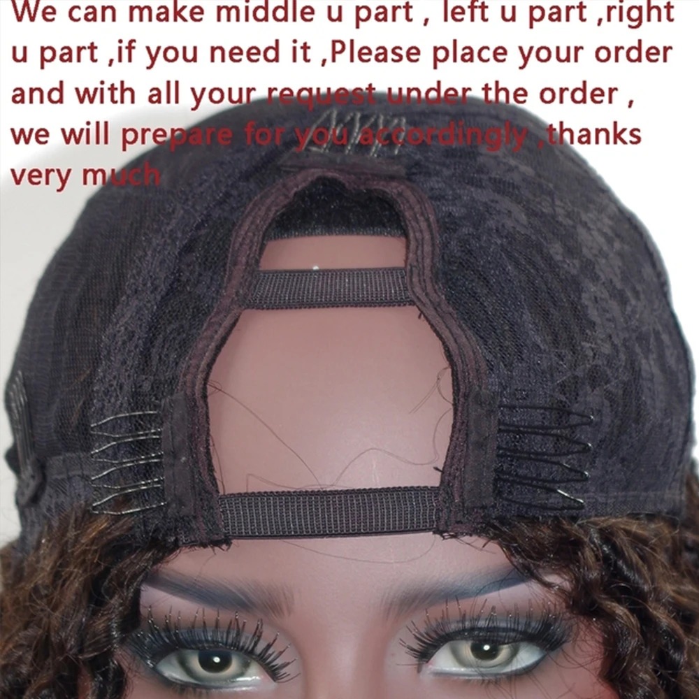 Slightly Colored with Medium Blonde Highlights U Part Wigs Natural Wave Human Hair Wig for Women Full Machine Made Upart Wig250%