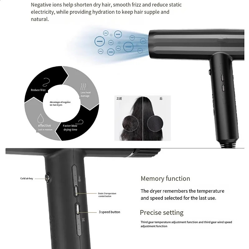 JRL Hair Dryers H 2200Wprofessional Dryerscordless Hairdresserbrushless Motor Clipper Beard Trimmer 7200 Rpm 240315