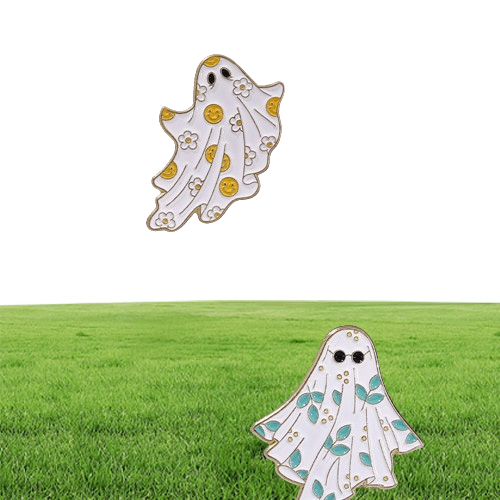 Ghost Enamel Pins Brooches Flower Punk Halloween Funny Cute Metal Badges Custom Lapel Women Kids Gifts Gothic Jewelry