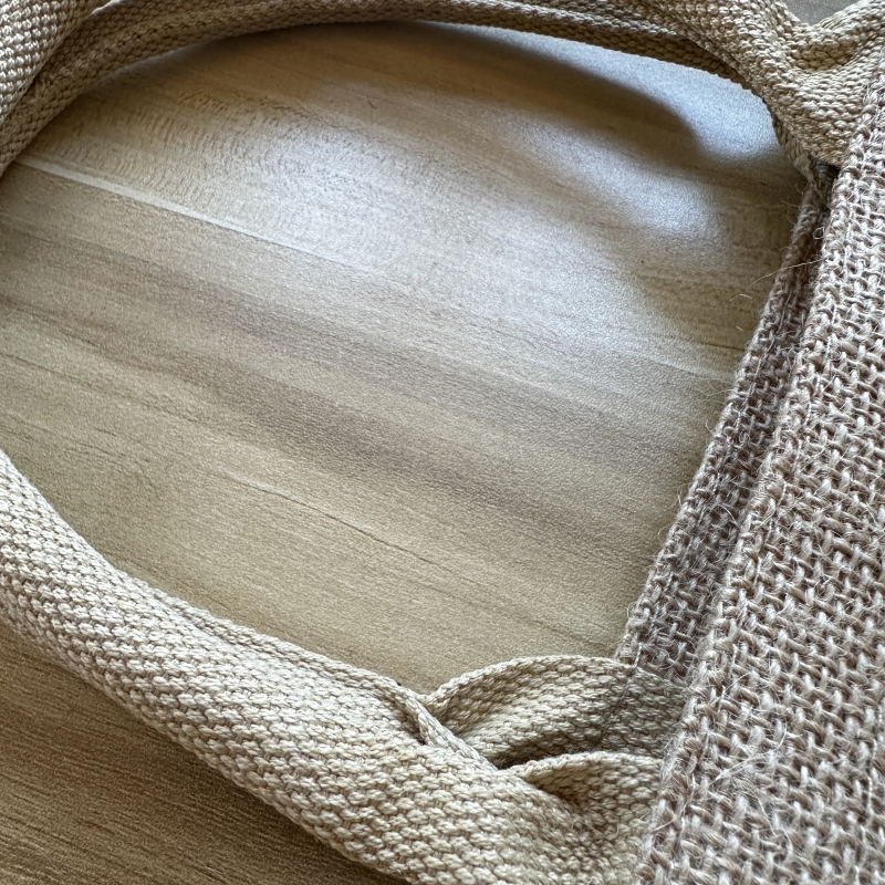 Linen woven shopping open tote bag Black lettering printed beach bag VIP gift - view 5