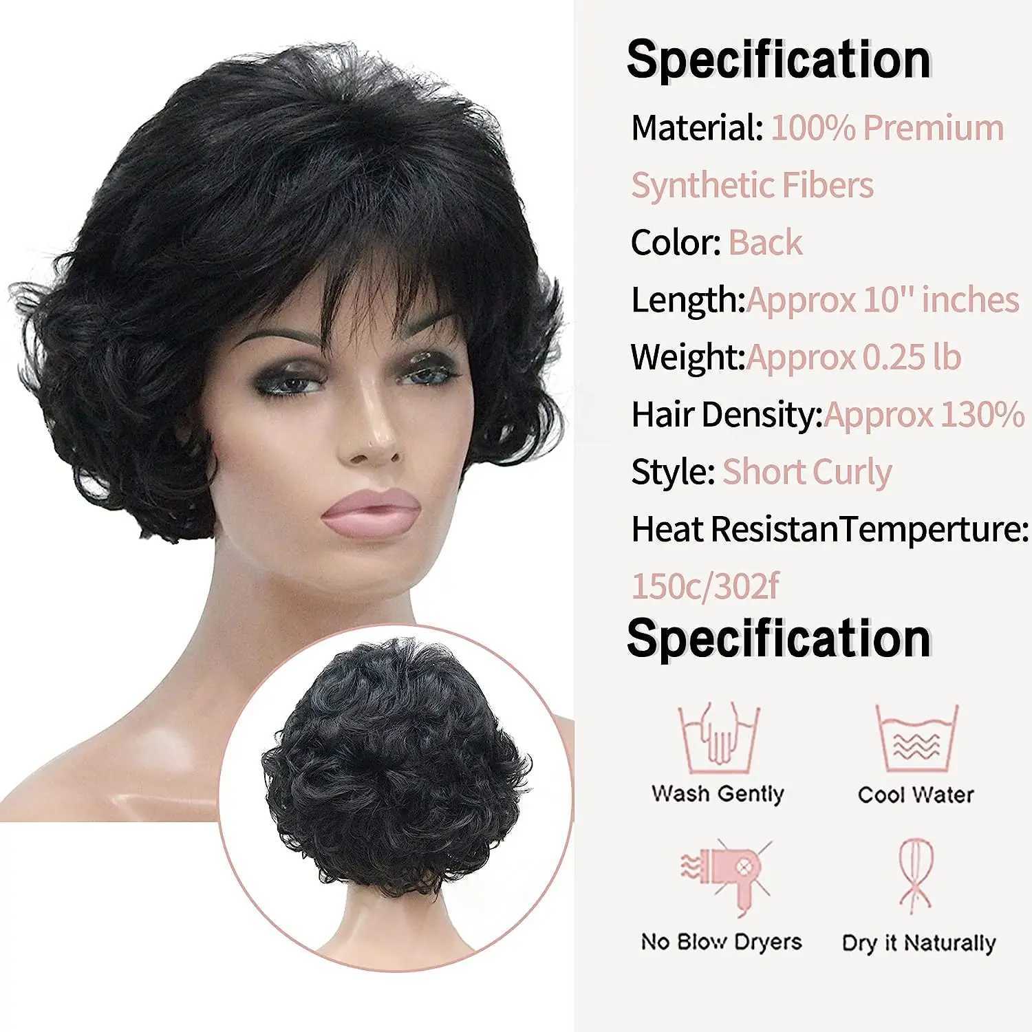 Slivery Grey Short Curly Wavy Wig 100% Imported Premium Synthetic Fashion Brown Hair Wigs For Women 240328 240327