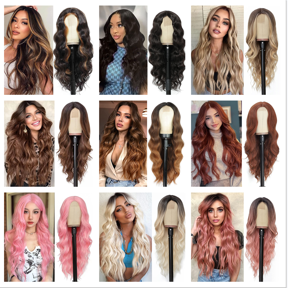 Sale Long Deep Wave Full Lace Front Wigs Human Hair Curly 10 Styles Female Synthetic Natural Synthetic Hair Lace Wigs Fast Delivery
