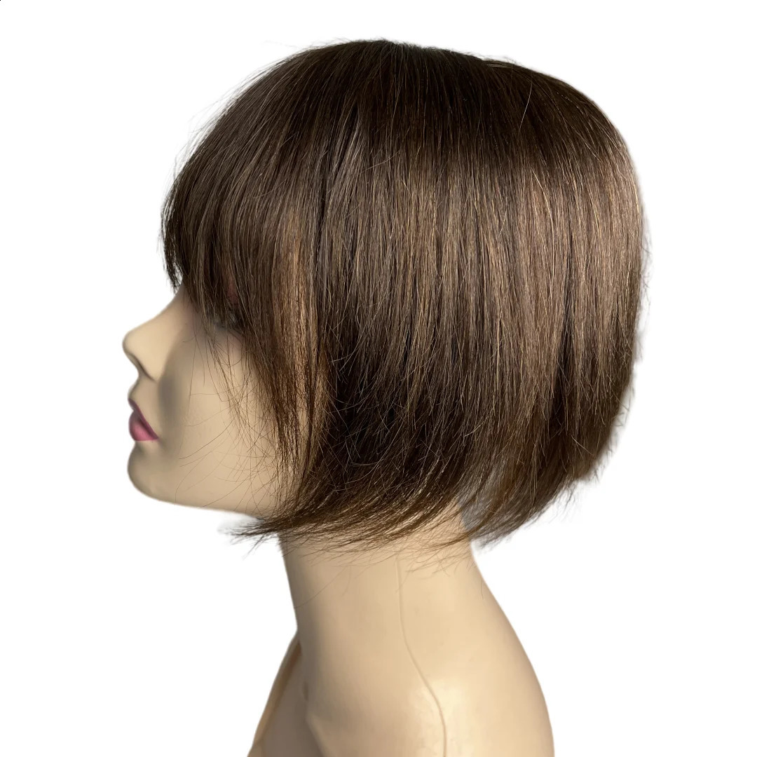 Lace Base Human Hair Toppers for Women With Bangs Natural Realistic Scalp Toupee Clip on Hairpiece Hair Topper For Hair Volume 240314