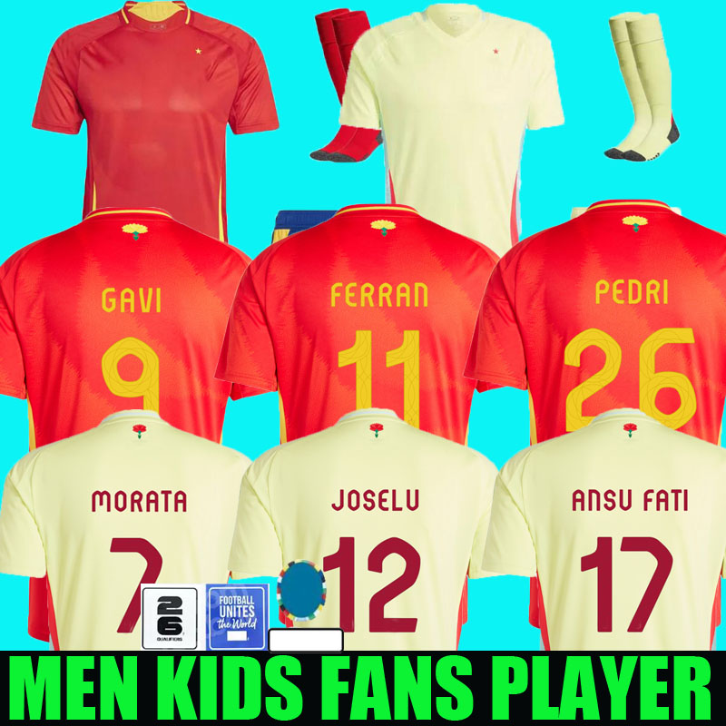 SpAIn 24 25 Soccer Jersey MORATA FERRAN ASENSIO 2024 SpANiSh National Team Football Shirt 2025 Men Kids Kit Set Home Away Camisetas Espana RODRI OLMO ANSU FATI