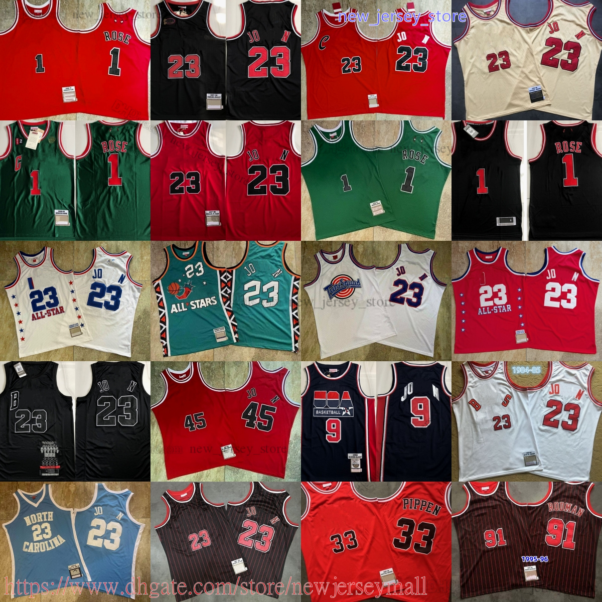 Classic Retro Authentic Embroidery 1997-98 Basketball 33 ScottiePippen Jersey Real Stitched 91 DennisRodman Breathable Sport