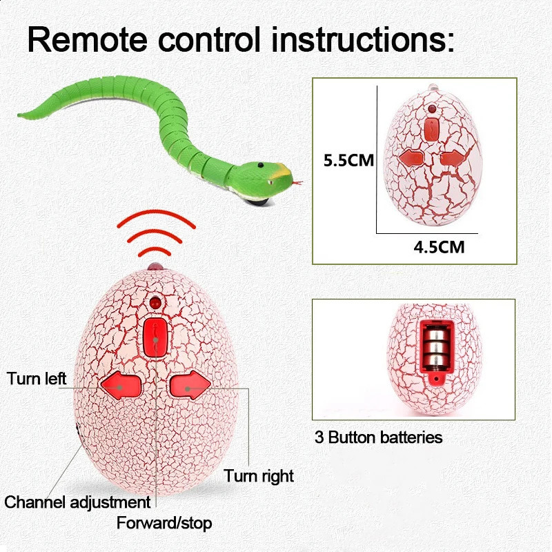 RC Remote Control Snake Toy For Cat Kitten Egg-shaped Controller Rattlesnake Interactive Snake Cat Teaser Play Toy Game Pet Kid 240315