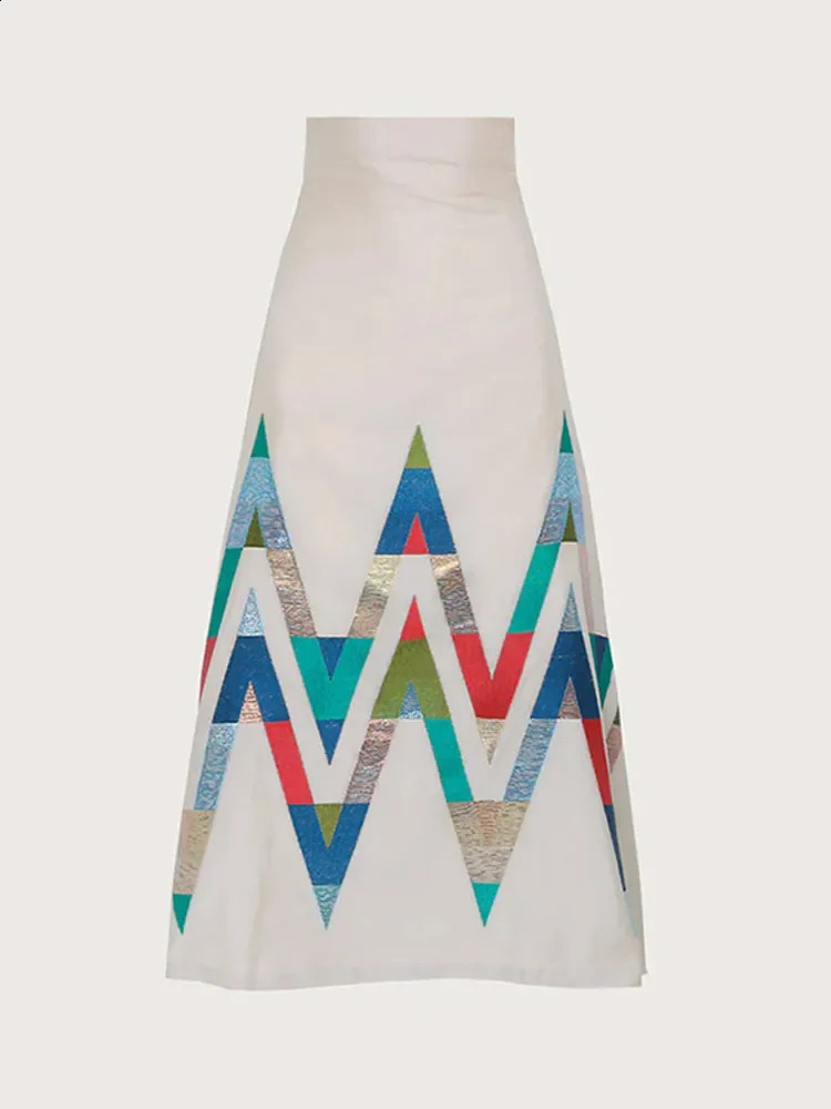 Vneck Long Puff Sleeves Top High Waist Skirt Sets Elegant Women Printted Contrast Pleated Two Piece Set 2024 Spring Suit 240315