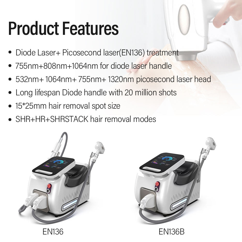 2024 2in1 Portable Diode Laser Hair Removal Tattoo Removal Machine Laser