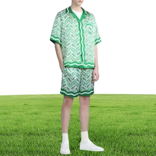 22SS Casabblannca Green Shade Pineapple Shirts Tee Shorts Suits Man Women Fashion Summer Beach Vacation Hawaii Tshirts Short Pant