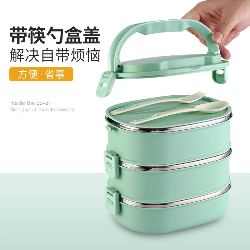 Big Capacity Food Lunch Box with Thermal Bag 2 3 Layer Stainless Steel Thermos Food Lunch Container Leakproof Bento Box Lunchbox 240304