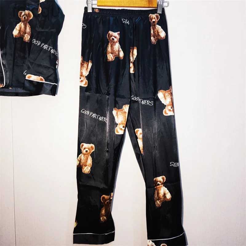 Sexy Pyjamas Pajamas Set - Sexy Stripe Shirts and Pants Silk Pyjama Big Size Homewear Cozy Spring Flower Print Sleepwear 24318