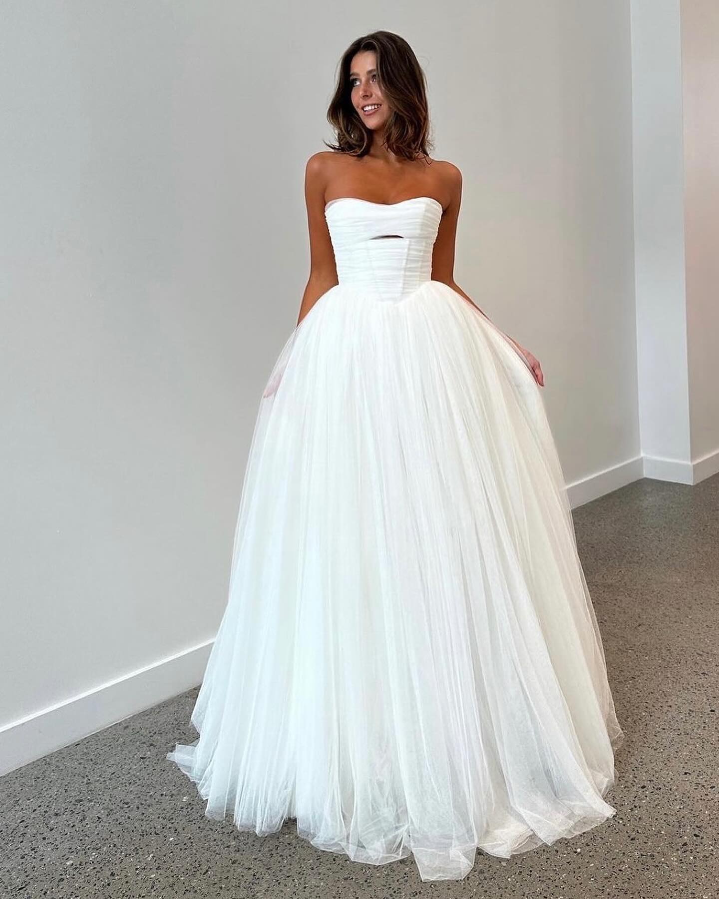 A Line Boho Dress For Bride Strapless Tulle Wedding Dresses Bridal Gowns Vestidos Novia Bodice Backless Countries Robe De Mariage es