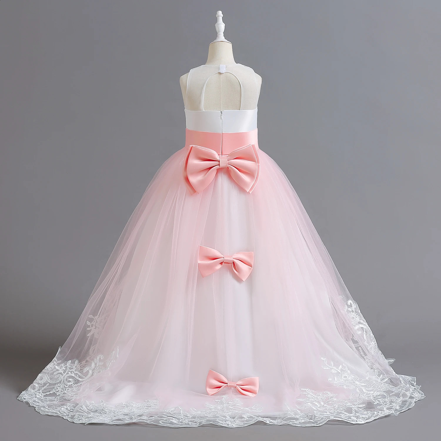 Girls Princess Pageant Dress Long Bridesmaid Kids Prom Ball Gowns Children Wedding Party Flower Lace Dresses 5-14Years Vestido 240305