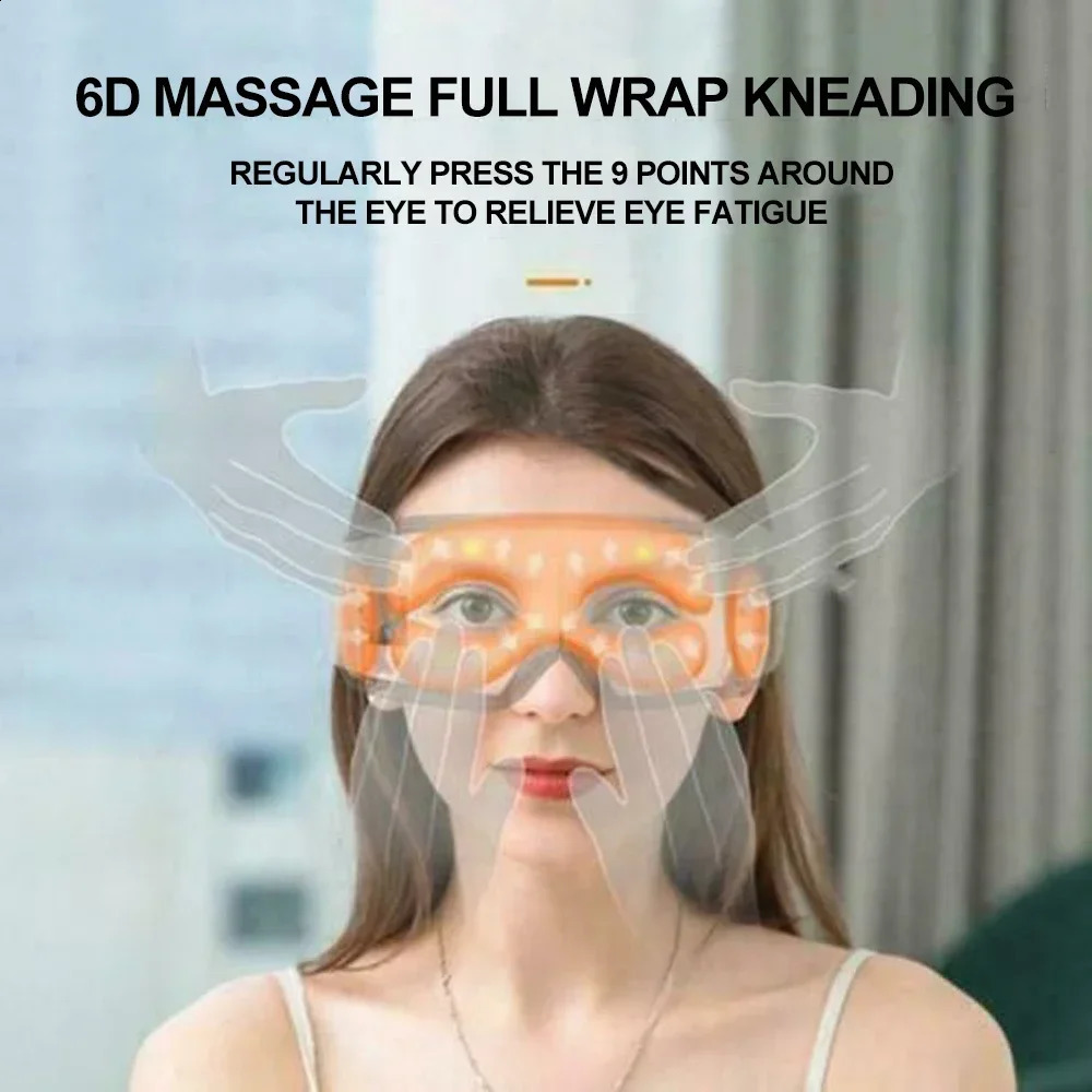 Electric Smart Eye Massage Instrument Music Foldable Vibration Heating Airbag Massager Tired Dark Circles Remove Care 6D 240309