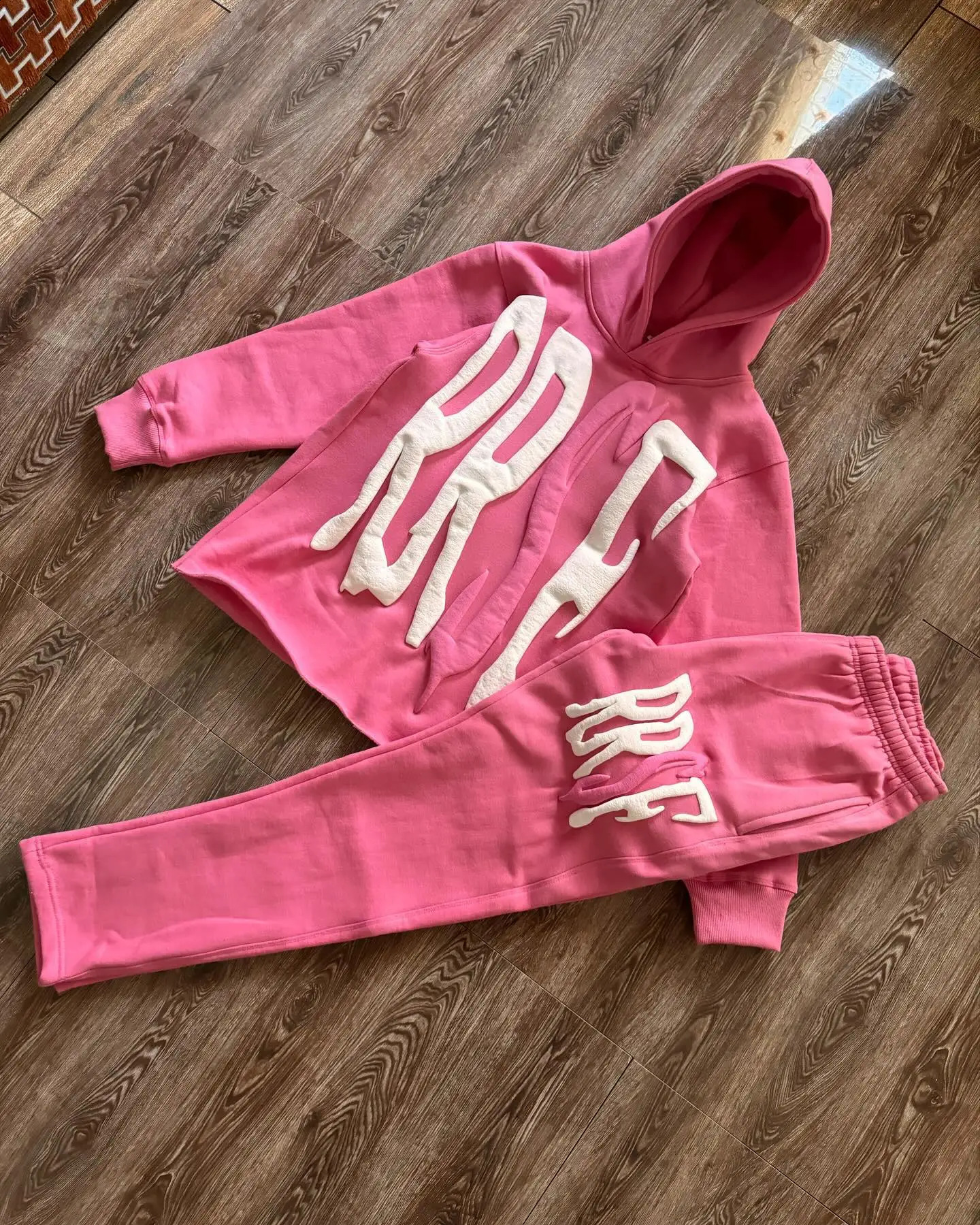 3D Letter Foam 2 Piece Set Tracksuit Men Y2k Set Sweatpants Tracksuit Men and Women Streetwear Hip Hop Casual Oversized Hoodie 240315