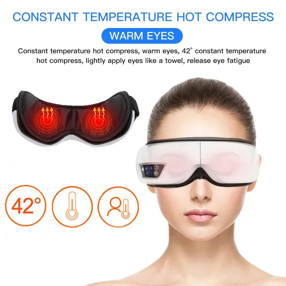 Electric Smart Eye Massage Instrument Music Foldable Vibration Heating Airbag Massager Tired Dark Circles Remove Care 6D 240309