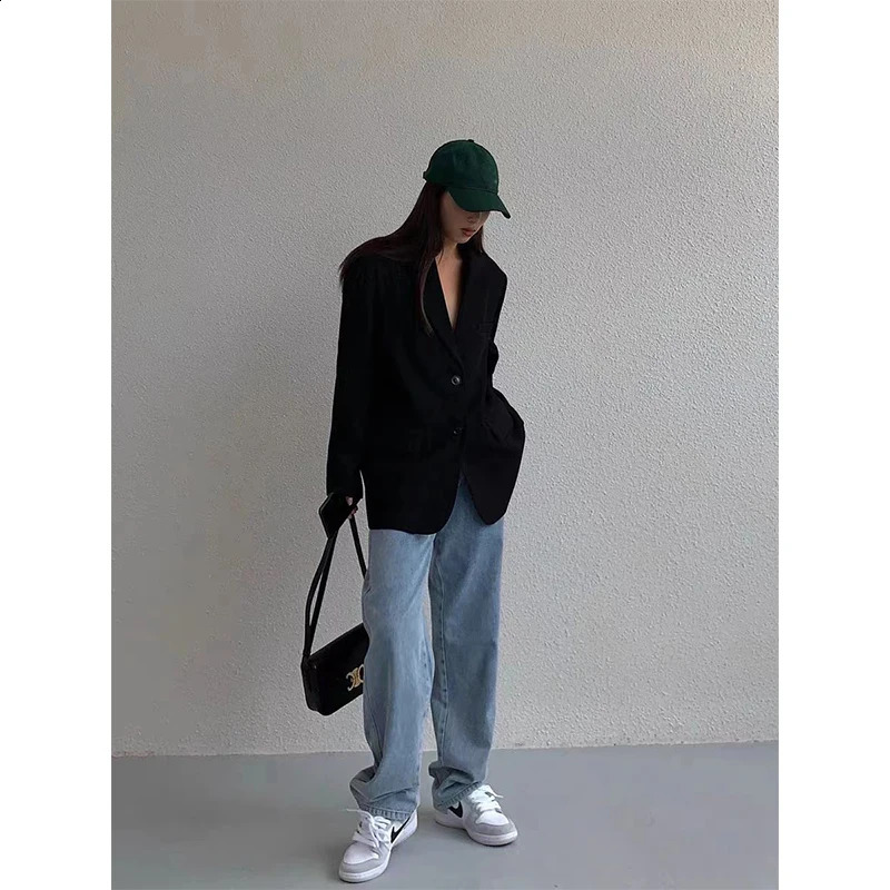 MEXZT Elegant Black Blazers Women Streetwear Simple Suit Jackets Office Lady Basic Coat Korean Fashion Business Wear Outerwear 240306