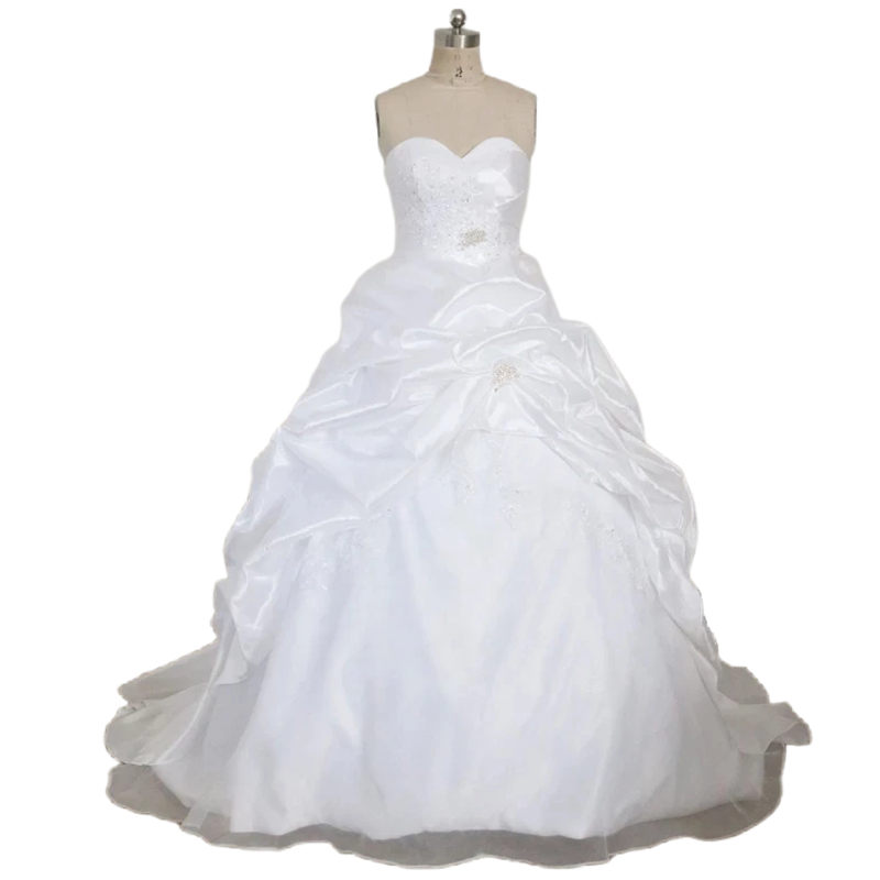 Gorgeous Ruched White Ball Gown Wedding Dresses Sweetheart Neck Sleeveless Long Bridal Gowns Lace Appliques Beaded Corset Modern Country Vestido De No