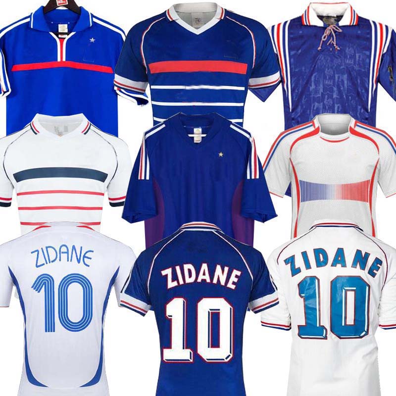1998 2002 French soccer jersey VINTAGE ZIDANE HENRY MAILLOT jerseys 1996 2004 Football Jerseys shirt Trezeguet away finals 2006 white 2000