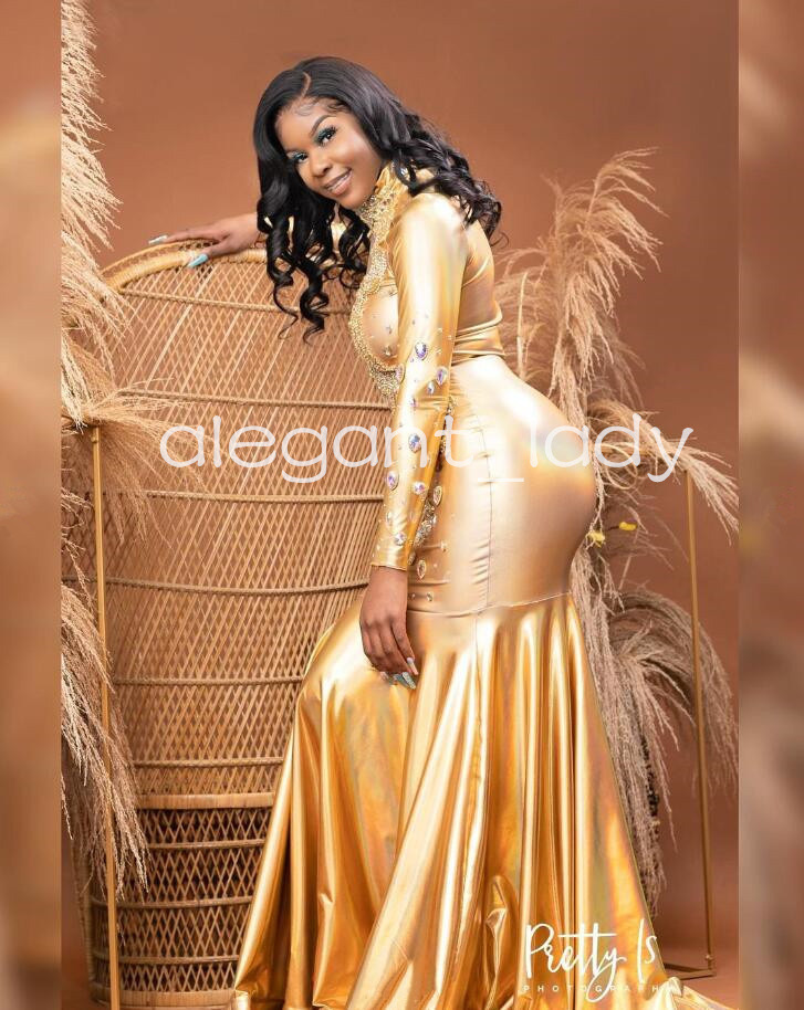 Gold Sparkly Trumpet Evening Formal Dresses for Black Girl Sparkly Luxury Diamond Crystal Prom Gala Gown 2024