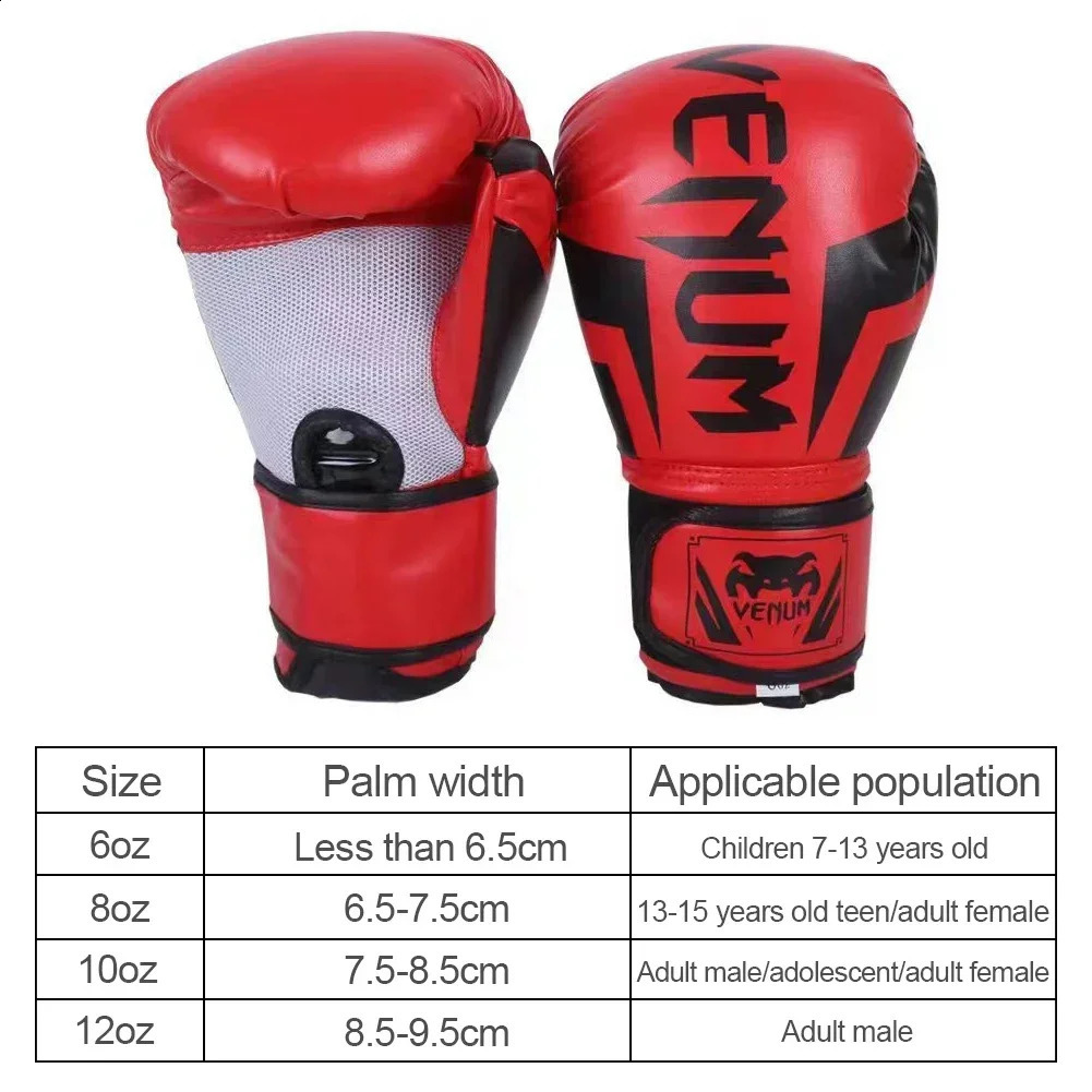 Muay Thai Competition Glove PU Leather Sponge Boxing Training Mitts Professional Breathable for Kids Children 240318