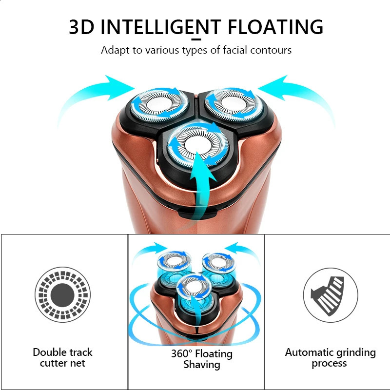 Powerful Cordless LCD Electric Shaver 3D Floating Wet Dry Beard Razor Rechargeable Shaving Machine For Men 240228