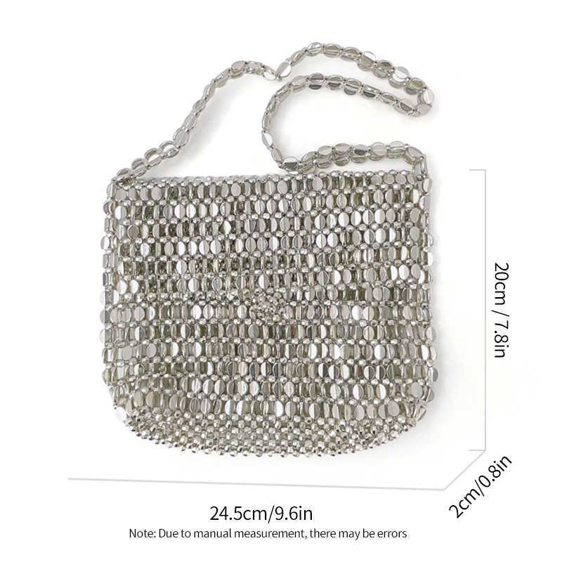 Shoulder Bags Fashionable and Personalized Metal Small Bag Hollowed Out Handbag Niche Design Handmade Women s Glittering Sequin Bag 240318