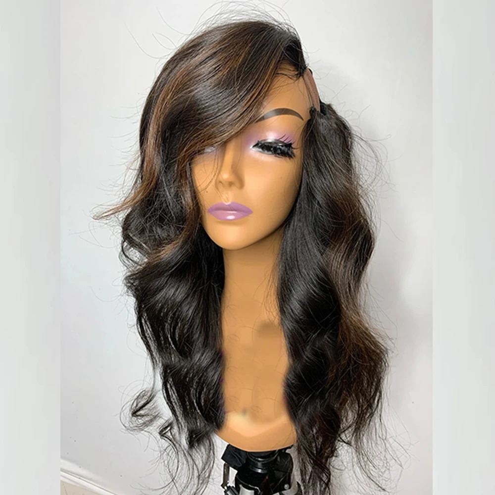 Slightly Colored with Medium Blonde Highlights U Part Wigs Natural Wave Human Hair Wig for Women Full Machine Made Upart Wig250%