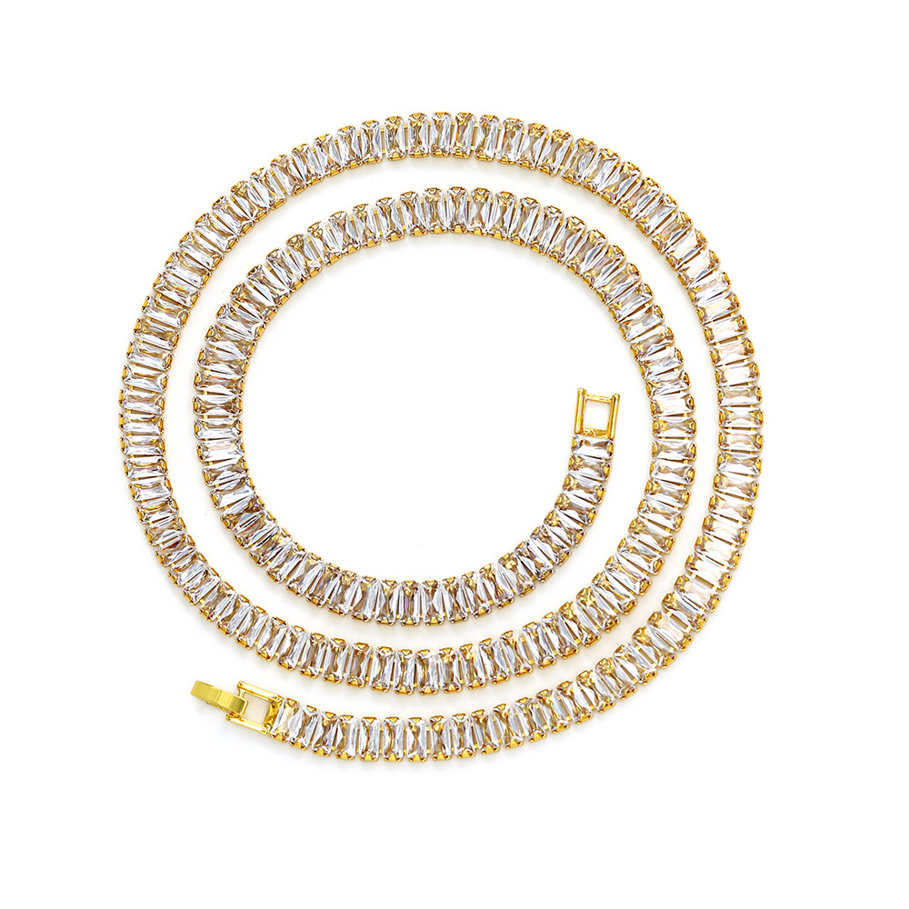 Women Men Necklace 6mm Tennis Dia Iced Out Bg Zircon Moissanite Stone Necklaces Choker Collar Hip Hop Jewelry