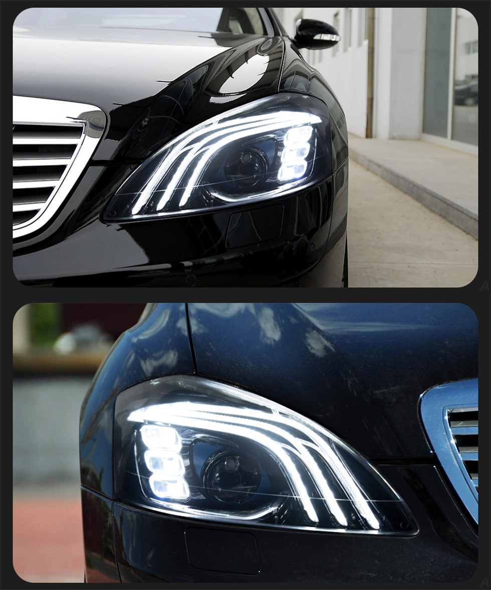 Headlight LED for Benz W221 Headlights 2006-2009 S300 S400 Maybach Style DRL Running Light Dynamic Turn Signal Light
