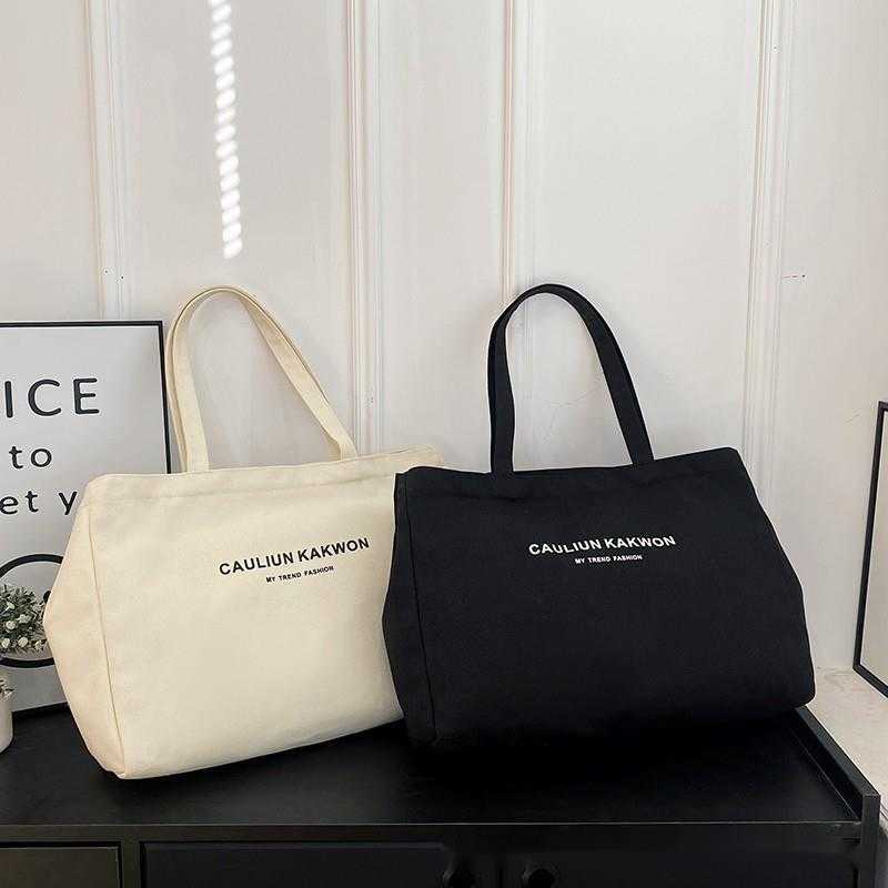 Canvas Bag Women Japanese Korean Niche Fashion Leisure Large Capacity Shoulder Bag, College Student Class Handbag 240315