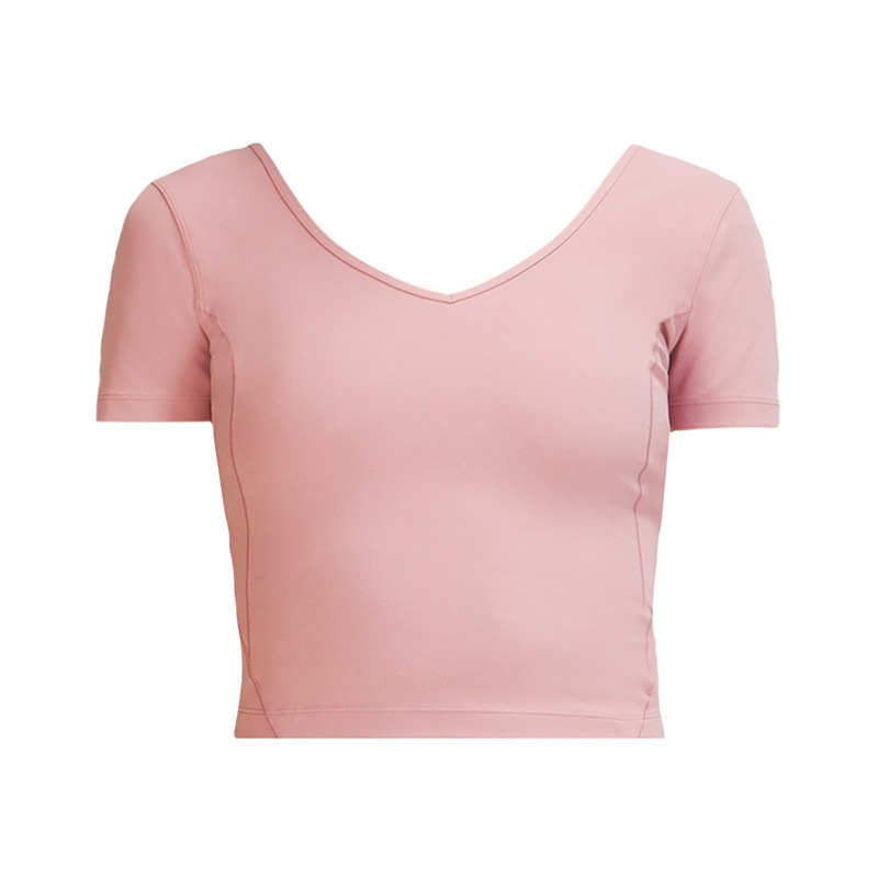 Women Naked Feeling Fitness Short Sleeve Crop Top Lu Summer Beauty Back Yoga Shirt Nylon Workout Gym Clothes High Elastic Cycling Running T-shirts Spo