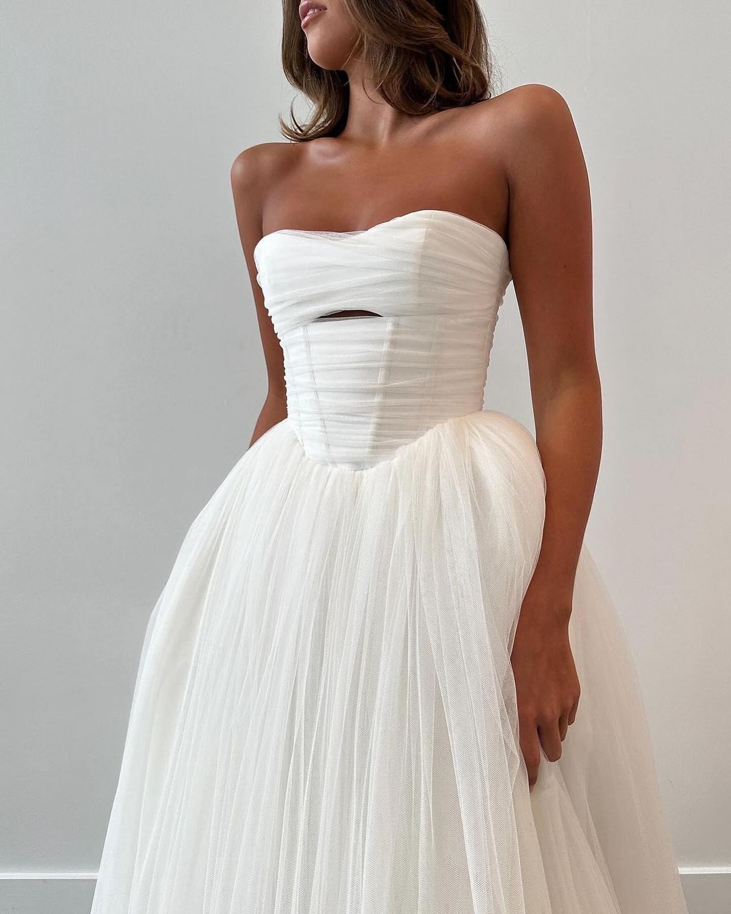 A Line Boho Dress For Bride Strapless Tulle Wedding Dresses Bridal Gowns Vestidos Novia Bodice Backless Countries Robe De Mariage es