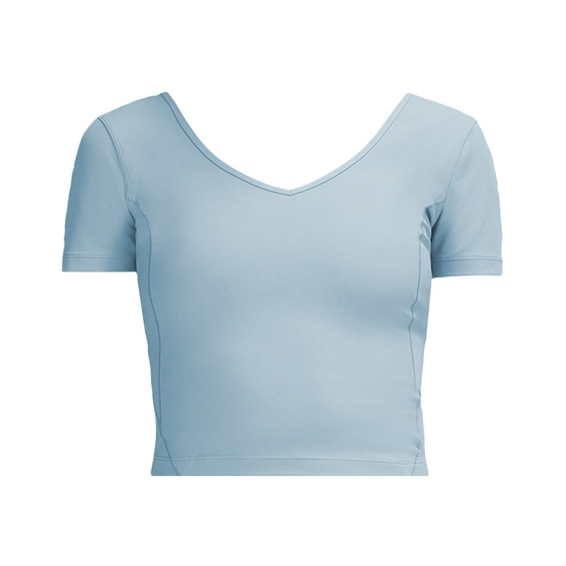 Women Naked Feeling Fitness Short Sleeve Crop Top Lu Summer Beauty Back Yoga Shirt Nylon Workout Gym Clothes High Elastic Cycling Running T-shirts Spo