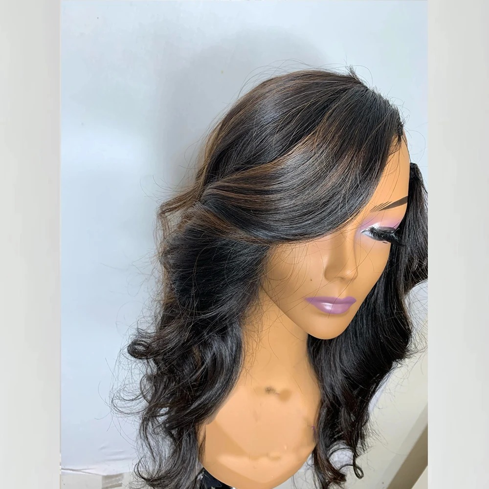 Slightly Colored with Medium Blonde Highlights U Part Wigs Natural Wave Human Hair Wig for Women Full Machine Made Upart Wig250%