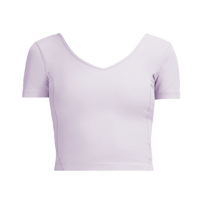 Women Naked Feeling Fitness Short Sleeve Crop Top Lu Summer Beauty Back Yoga Shirt Nylon Workout Gym Clothes High Elastic Cycling Running T-shirts Spo
