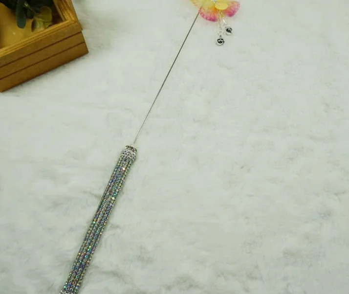 usd3.45/pc bling pet cat kitten toys cat teasers sticks fishing rod butterflies 20pcs/lot 240315