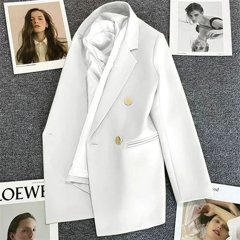 Spring Autumn High Quality Long Sleeve Female Blazer Double Button Jacket Ladies Business Work Wear Formal Coat Women Outerwea 240306